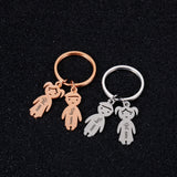 Custom Name Date Keychain Family Stainless Steel Key Ring Kid Pendant