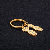 Custom Name Date Keychain Family Stainless Steel Key Ring Kid Pendant