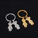 Custom Name Date Keychain Family Stainless Steel Key Ring Kid Pendant