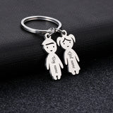 Custom Name Date Keychain Family Stainless Steel Key Ring Kid Pendant