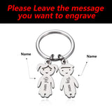 Custom Name Date Keychain Family Stainless Steel Key Ring Kid Pendant