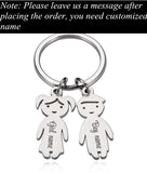 Custom Name Date Keychain Family Stainless Steel Key Ring Kid Pendant