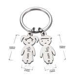 Custom Name Date Keychain Family Stainless Steel Key Ring Kid Pendant