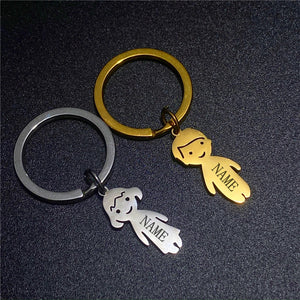 Custom Date Keychain for Family Kids Stainless Steel Gift