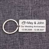Personalized Name Date Keychain Wedding Anniversary Gift
