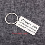 Personalized Name Date Keychain Wedding Anniversary Gift