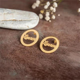 Personalized Name Earring for Women Initial Cursive Letter Stud Earring