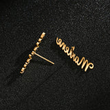 Name Earrings Stainless Steel Initial Letter Nameplate St
