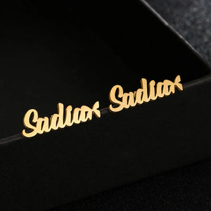 Name Earrings Stainless Steel Initial Letter Nameplate St