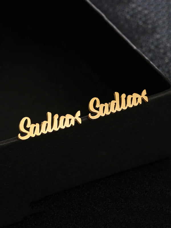 Name Earrings Stainless Steel Initial Letter Nameplate St