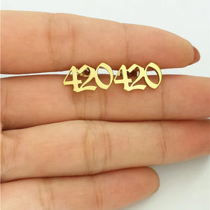 Custom Initial Cursive Nameplate Stud Earrings for Women