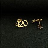 Custom Initial Cursive Nameplate Stud Earrings for Women