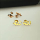 Custom Initial Cursive Nameplate Stud Earrings for Women