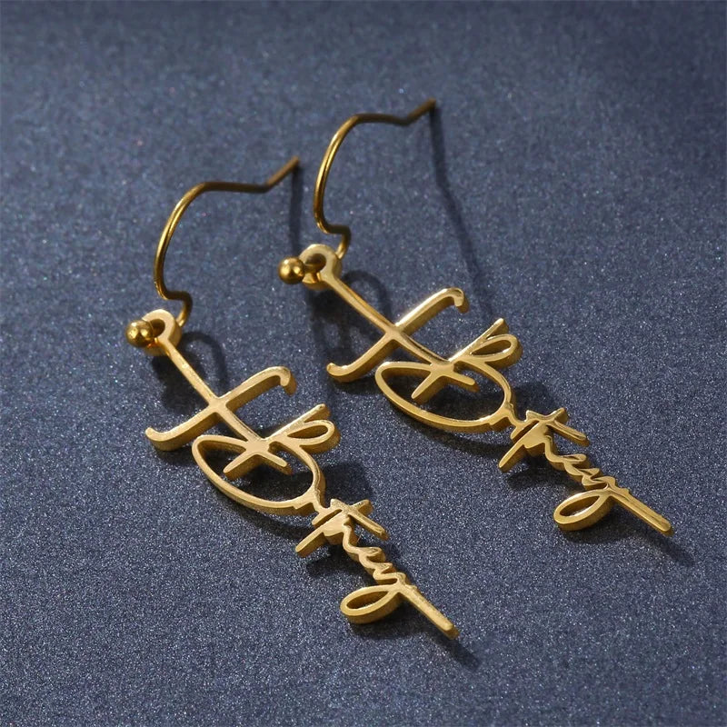 Custom Name Earrings Stainless Steel Drop Earring