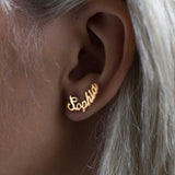 Custom Cursive Name Earrings Stainless Steel Women's Gift