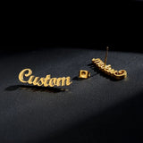 Custom Cursive Name Earrings Stainless Steel Women's Gift