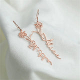 Personalized Name Earrings Twelve Birth Flowers Stainless Steel Jewelry
