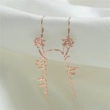 Personalized Name Earrings Twelve Birth Flowers Stainless Steel Jewelry