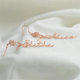 Personalized Name Earrings Twelve Birth Flowers Stainless Steel Jewelry