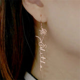Personalized Name Earrings Twelve Birth Flowers Stainless Steel Jewelry