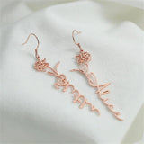 Personalized Name Earrings Twelve Birth Flowers Stainless Steel Jewelry