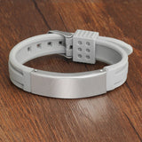 Personalized Engrave Bracelet Bangle Women Silicone ID Stainless Steel Men