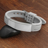 Personalized Engrave Bracelet Bangle Women Silicone ID Stainless Steel Men