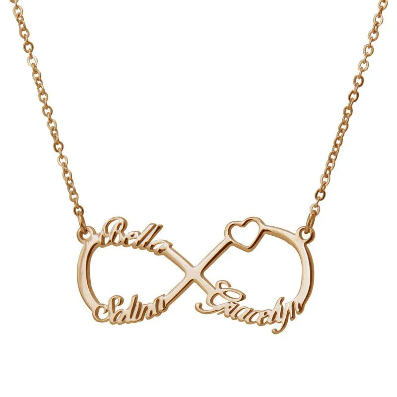 Personalized Infinity Necklace with Any Names Stainless Steel Pendant