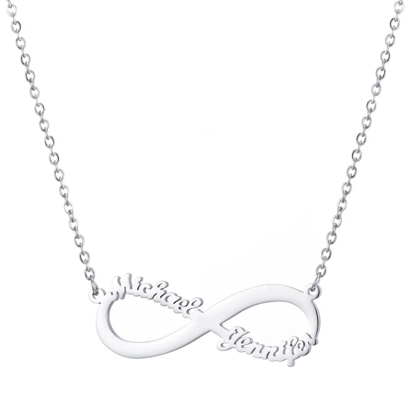 Personalized Name Infinity Necklace Women Stainless Steel Choker Pendant