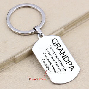 Personalized Name Keychain for Grandpa - Father's Gift Keyring