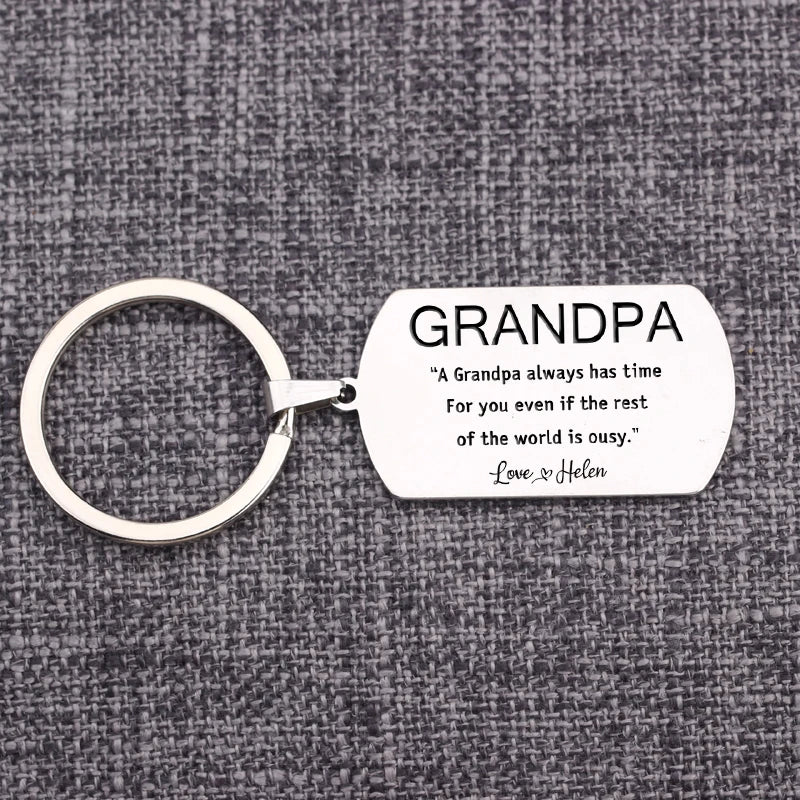 Personalized Name Keychain for Grandpa - Father's Gift Keyring
