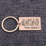 Personalized Couples Keychain Engraved: All I Need Is The Air That I Breathe