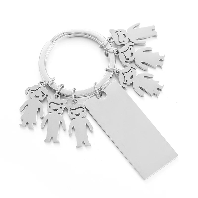 Personalized Family Keychains with Boy and Girl Name Plates