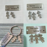 Personalized Family Keychains with Boy and Girl Name Plates