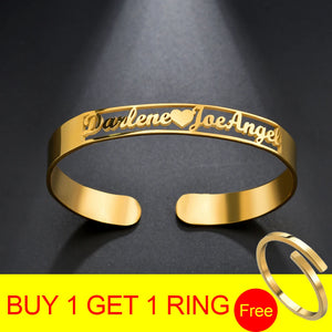 Personalized Name Bangle Stainless Steel Nameplate Cuff Bracelet