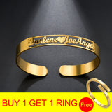 Personalized Name Bangle Stainless Steel Nameplate Cuff Bracelet