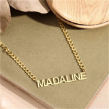 Custom Initial Letter Necklace Stainless Steel Pendant Cuban Chain Jewelry