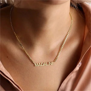 Custom Initial Letter Necklace Stainless Steel Pendant Cuban Chain Jewelry