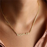 Custom Initial Letter Necklace Stainless Steel Pendant Cuban Chain Jewelry