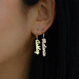Personalized Name Long Drop Earrings Stainless Steel