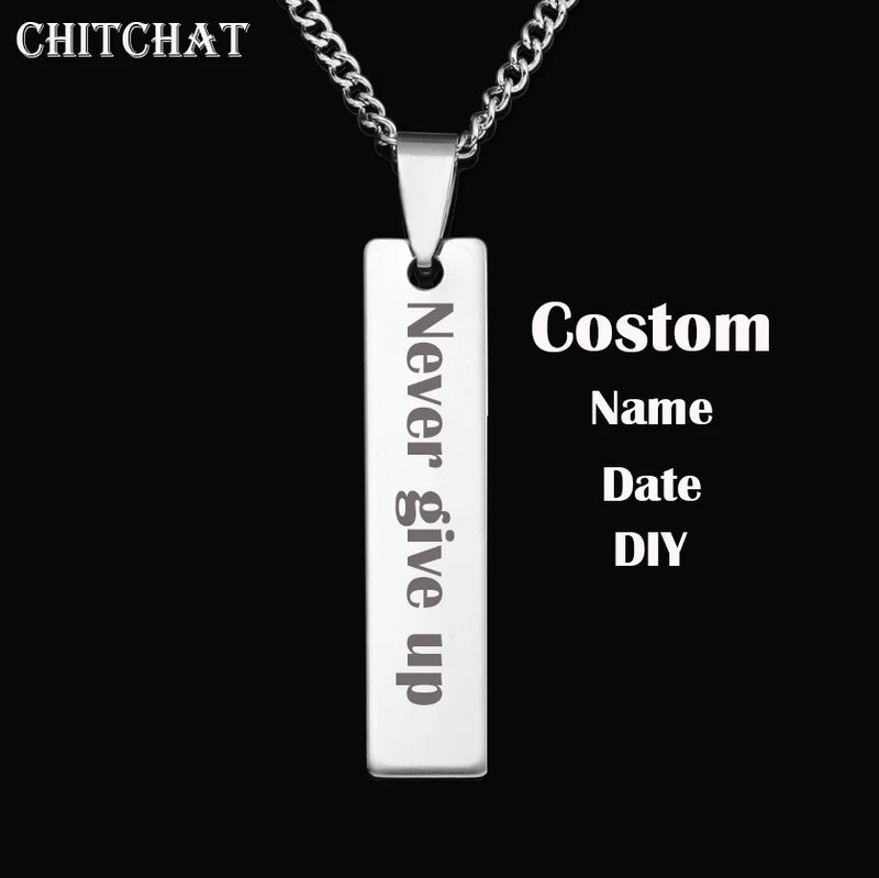 Personalized Name Necklace Blank Bar Tag Pendant Necklace