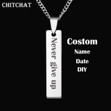 Personalized Name Necklace Blank Bar Tag Pendant Necklace