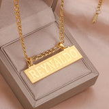 Personalized Name Necklace For Women Deep Engraved Bar Pendant