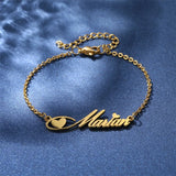 Personalized Stainless Steel Name Necklace & Bracelet Set - Women Mom Jewelry