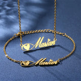 Personalized Stainless Steel Name Necklace & Bracelet Set - Women Mom Jewelry