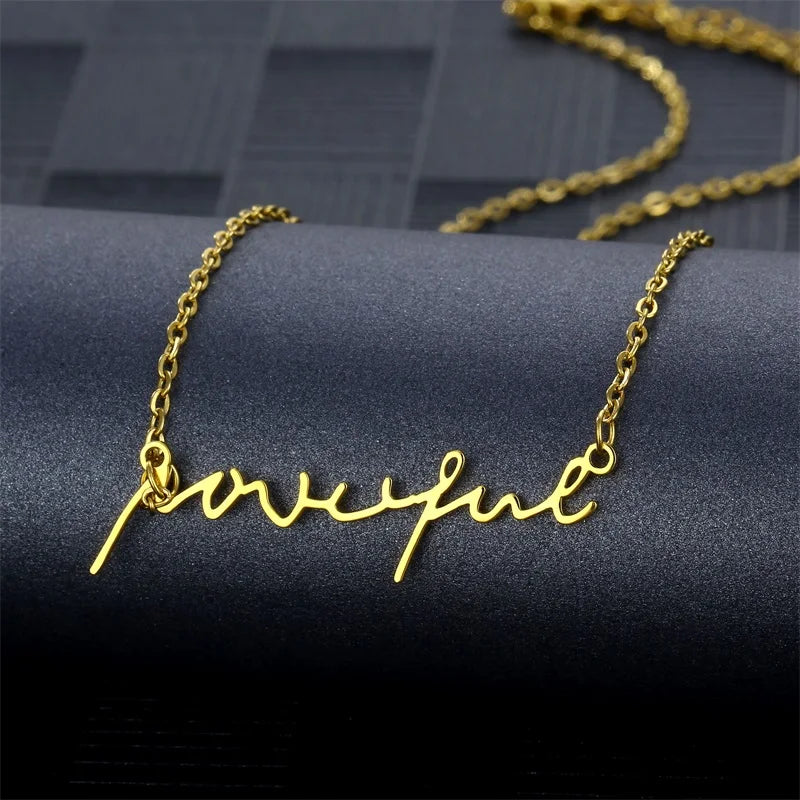 Personalized Name Necklace Stainless Steel Handwritten Signature Necklaces