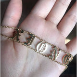 Personalized Initials Old English Name Necklace MultiChain Bohemian Jewelry