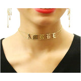 Personalized Initials Old English Name Necklace MultiChain Bohemian Jewelry