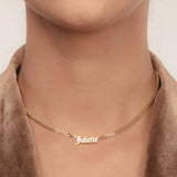 Custom Name Necklace with 4mm Cuban Chain - Personalized Nameplate Necklaces