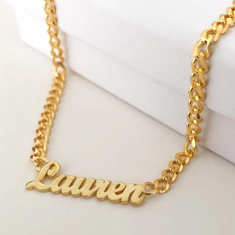 Custom Name Necklace Pendant Cuban Chain Nameplate Necklaces